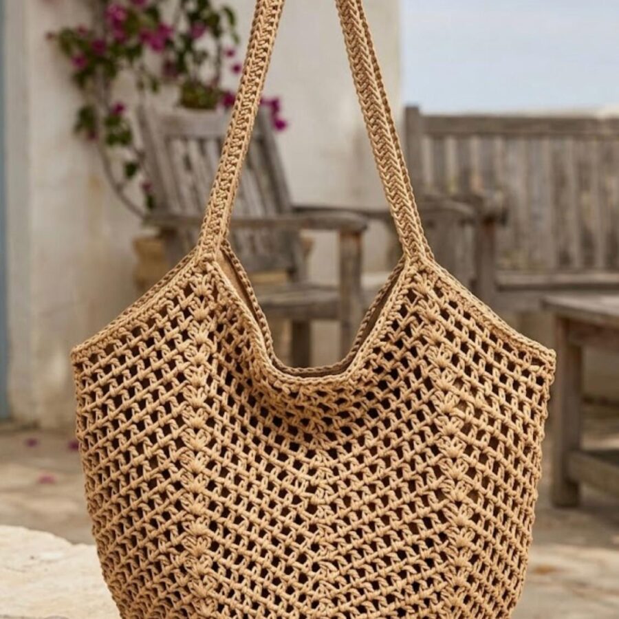 Bolso tote de hombro, tejido trenzado